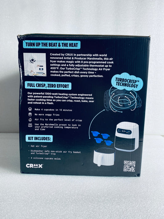 New CRUXxMarshmello 3QT Digital Touch Screen Air Fryer W/ TurboCrisp Technology