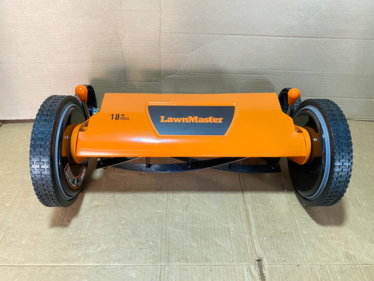 Like New LawnMaster 18" 5-Blade Manual Push Reel Lawn Mower, Orange/Black