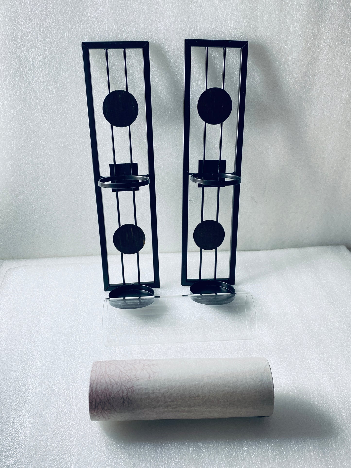 Set Of 2 – New Danya B Contemporary Iron & Glass Wall Sconces For Pillar Candles
