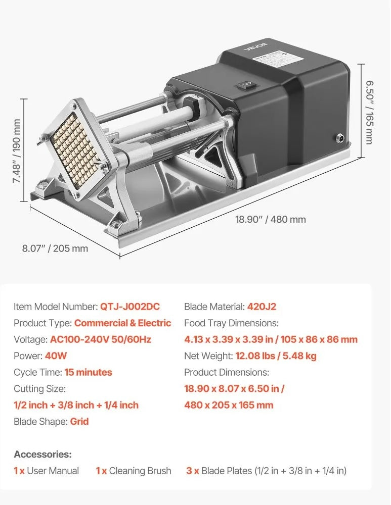 New Other VEVOR Commercial Stainless Steel French Fry, Vegetable & Fruit Cutter