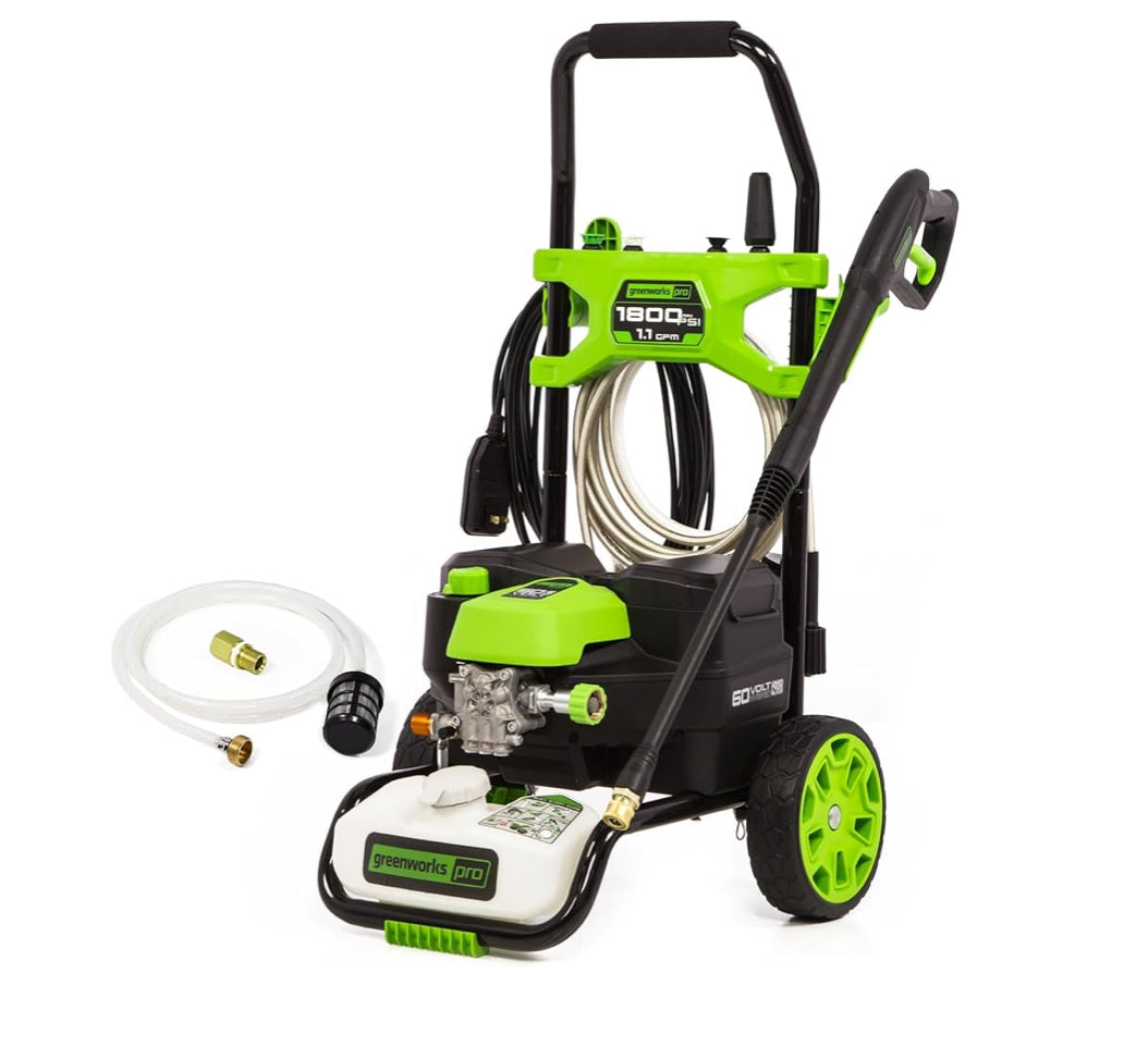 Greenworks 60V 1800PSI Max 1.1 GPM Hybrid 120V/Cordless Electric Pressure Washer