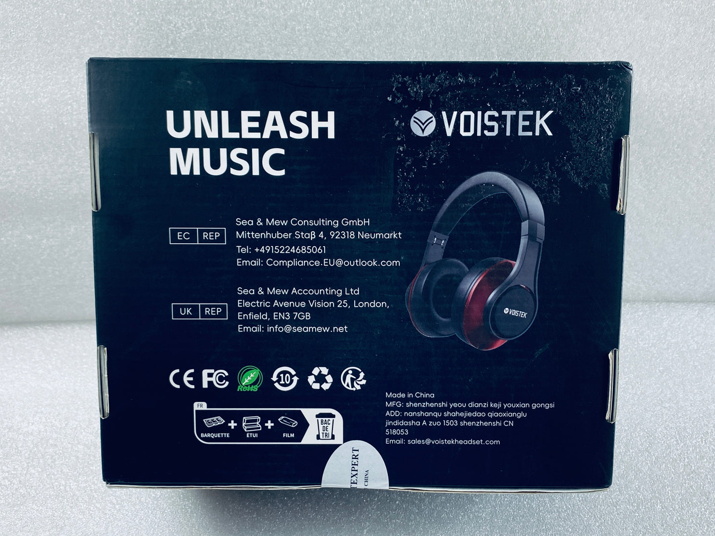New Voistek Powerful Bass Pure Sound Bluetooth Wireless Headphones, Black