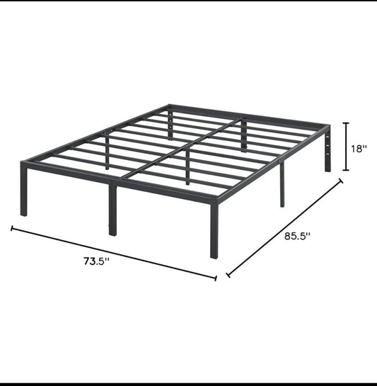 Olee Sleep 18” Black Heavy Duty Steel Slat Anti-Slip Platform Bed Frame,Cal King