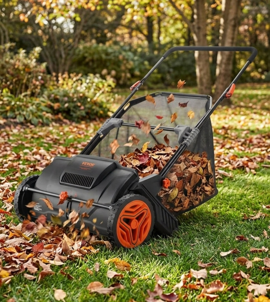 New Other VEVOR Push Lawn Sweeper 21" Leaf/Grass Collector 3.5 cu ft. Hopper Bag