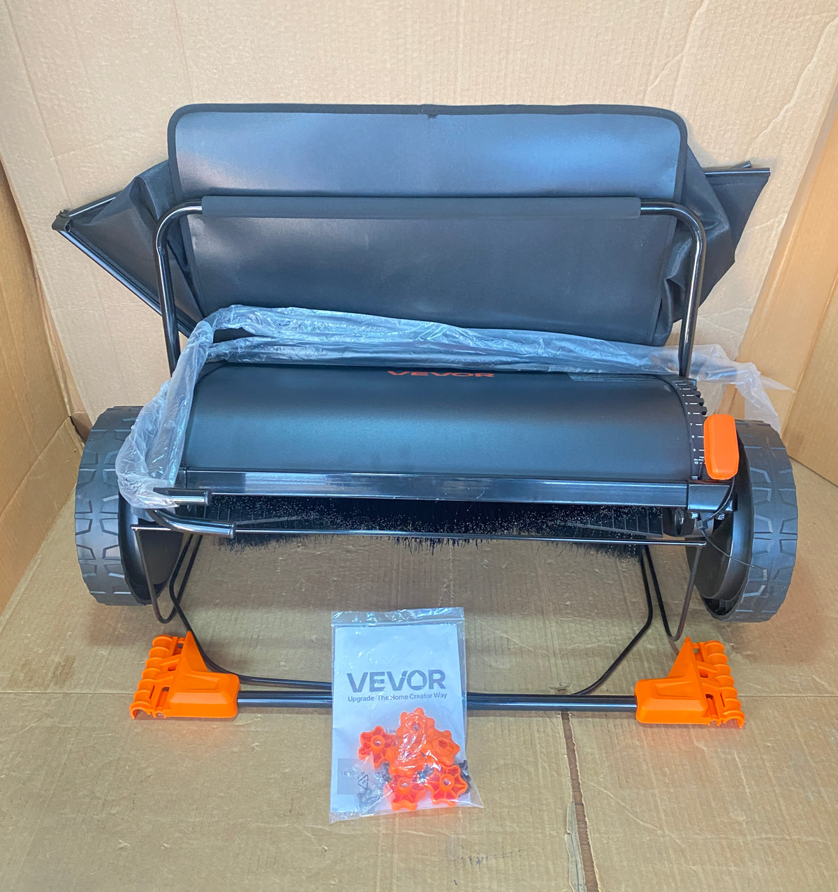 New Other Vevor 21” Push Lawn Sweeper For Leaves & Grass, Black/Orange