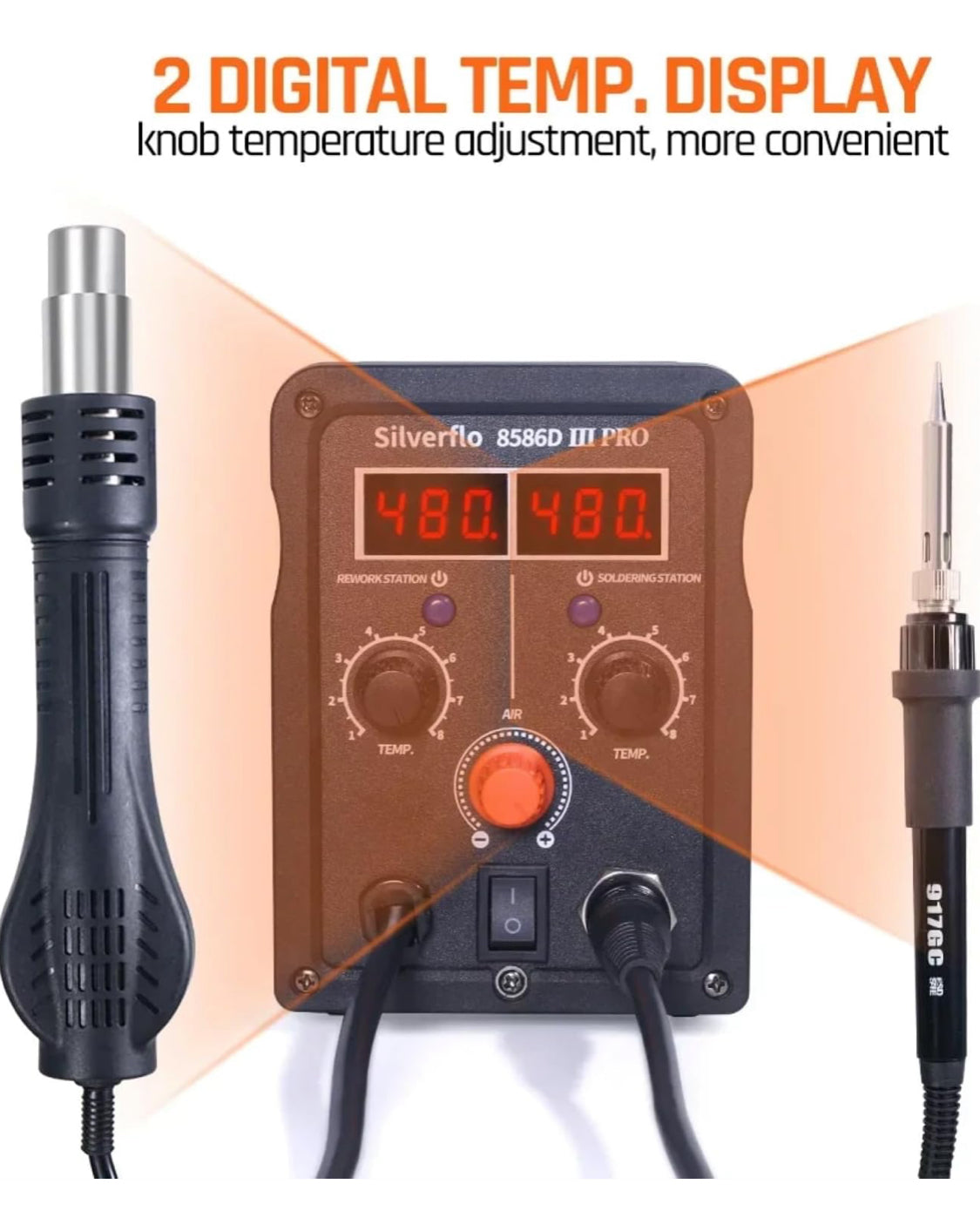 New Silverflo Thermostatic Hot Air Soldering/Rework Station With Temp Adjustment