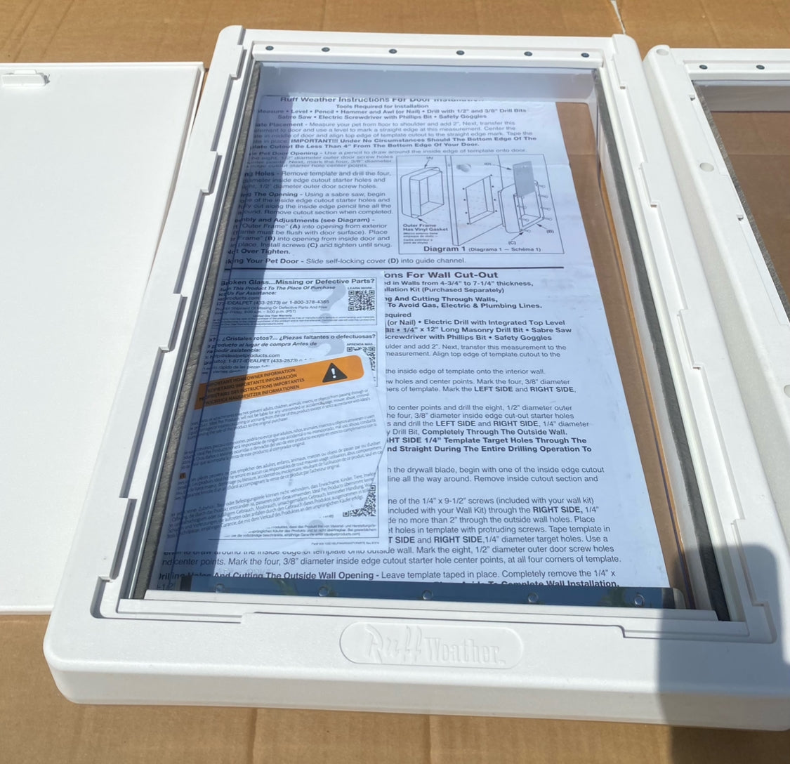 Like New Ideal Pet Ruff-Weather Super Large Pet Door With 15" x 23.5" Flap Size