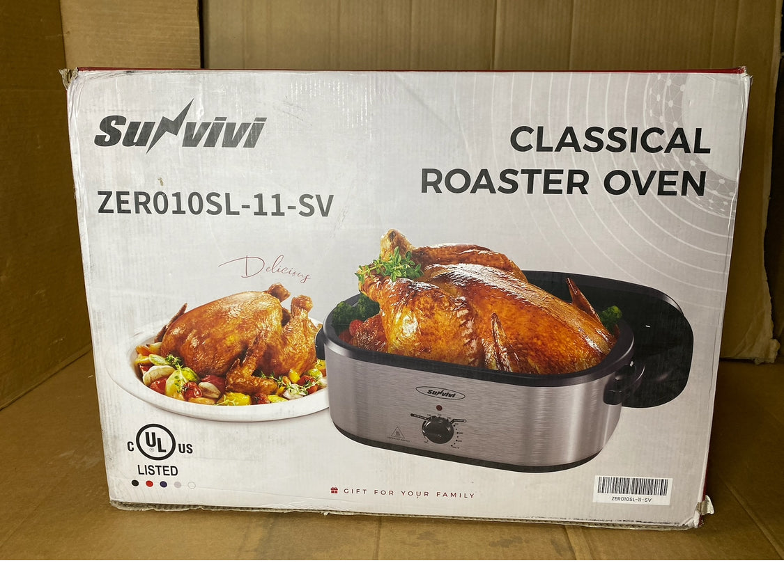 New Open Box Sunvivi 20QT Electric Roaster Oven W/ Removable 3-Bin Buffet Server