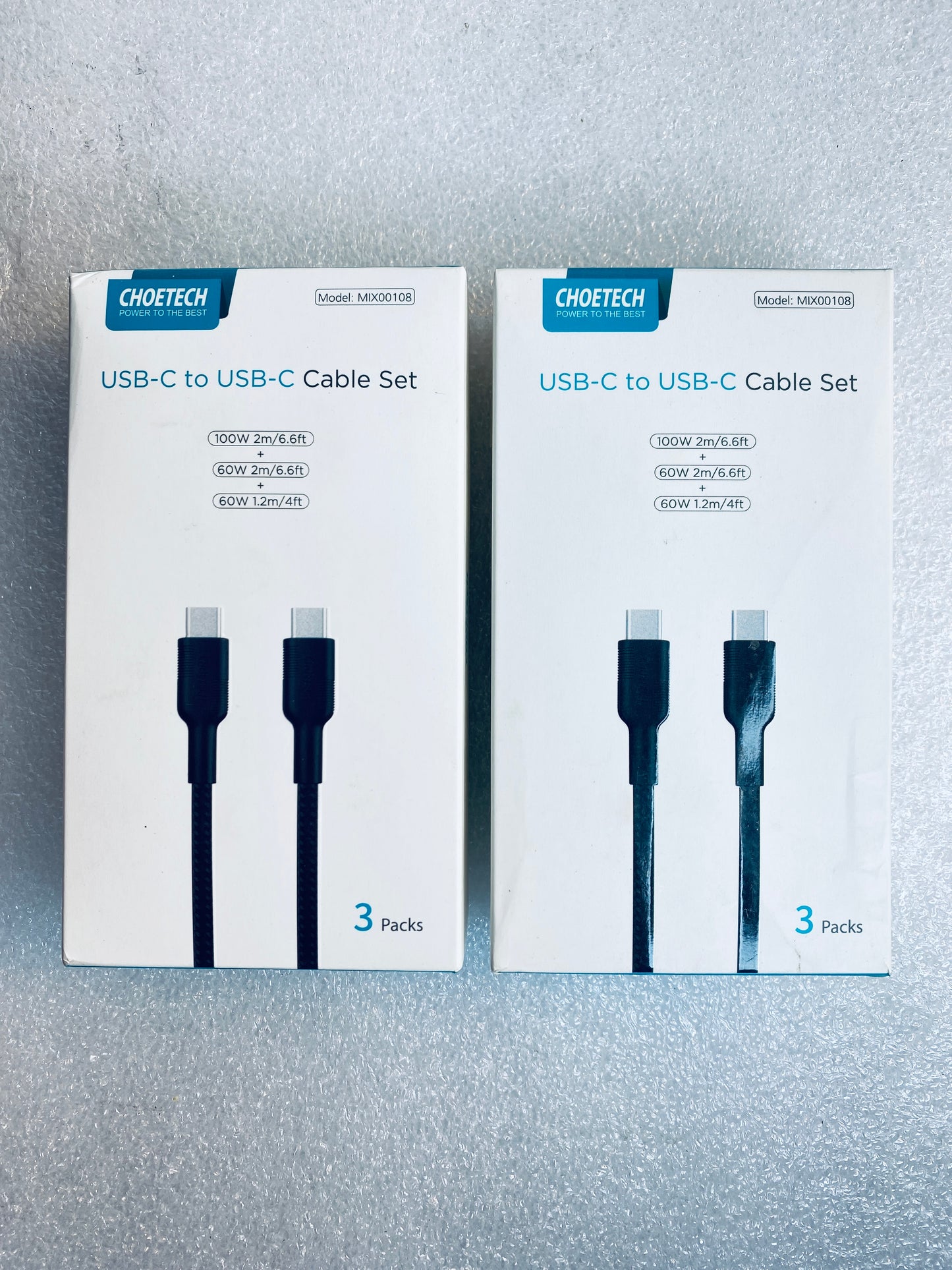 Lot Of 2-New Other Choetech USB-C To USB-C (2) 100W & (2) 60W 6.6’ & (2) 60W 4’