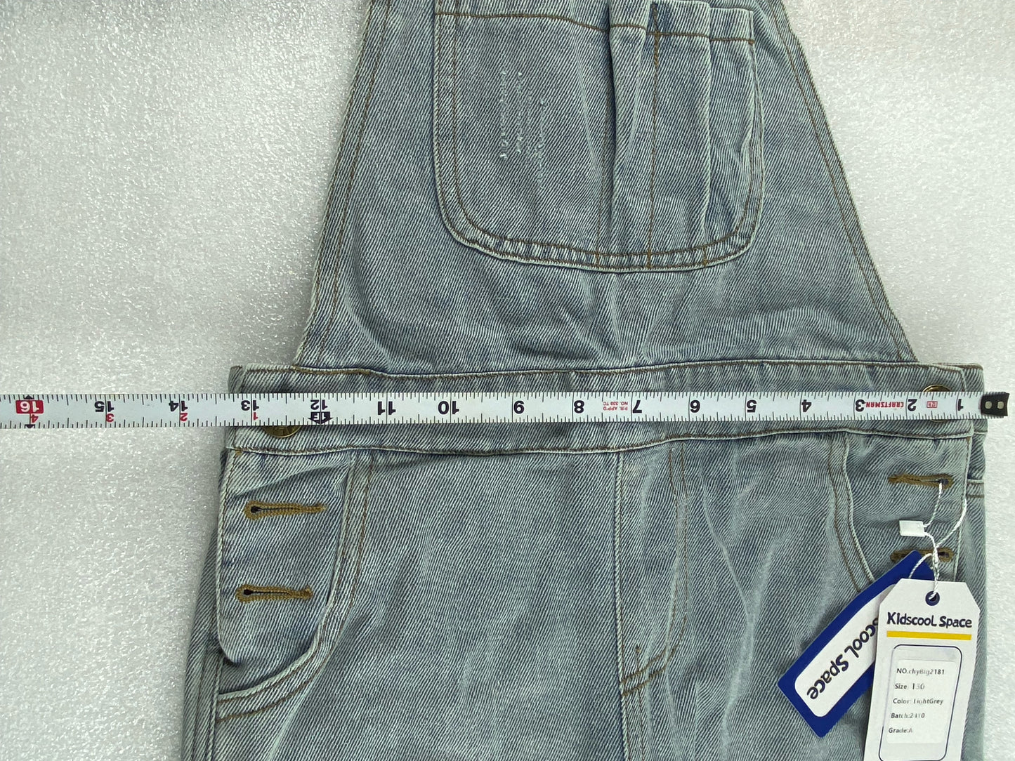 New Kidscool Space Size 8 Overall Denim, Light Grey