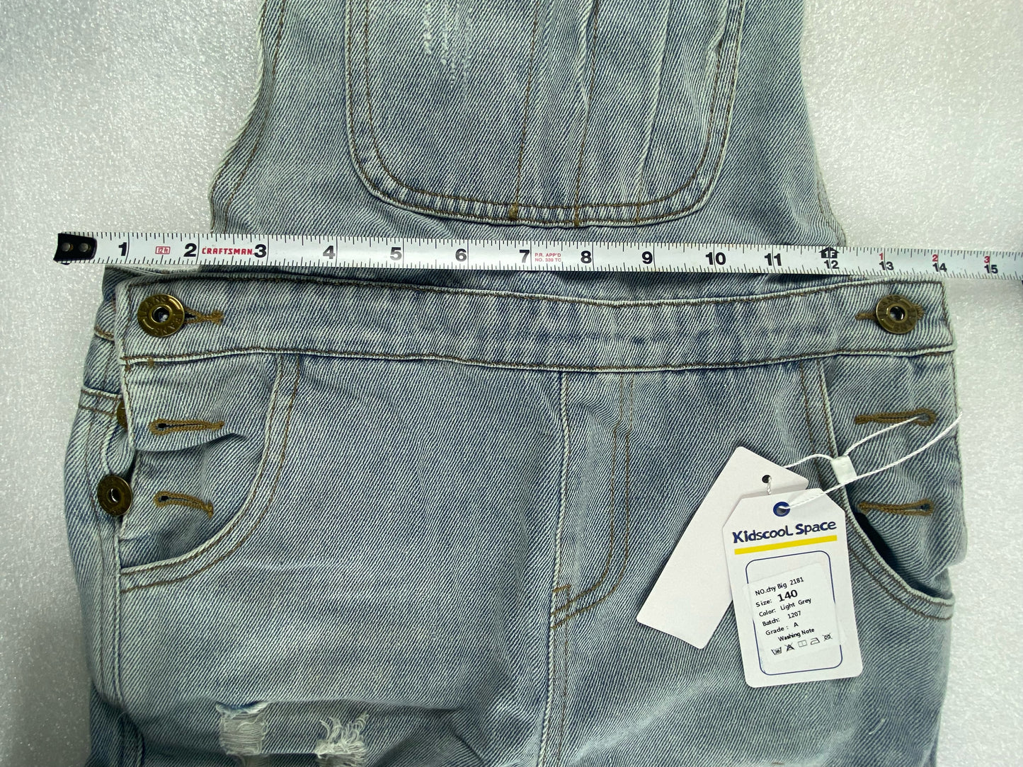 New Kidscool Space Size 10 Overall Denim, Light Grey