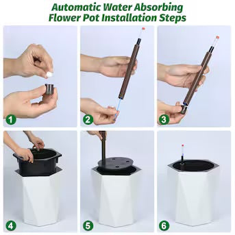Set Of 2-New Other Garvee 16” Tall Self Watering Planters W/ Water Level Monitor