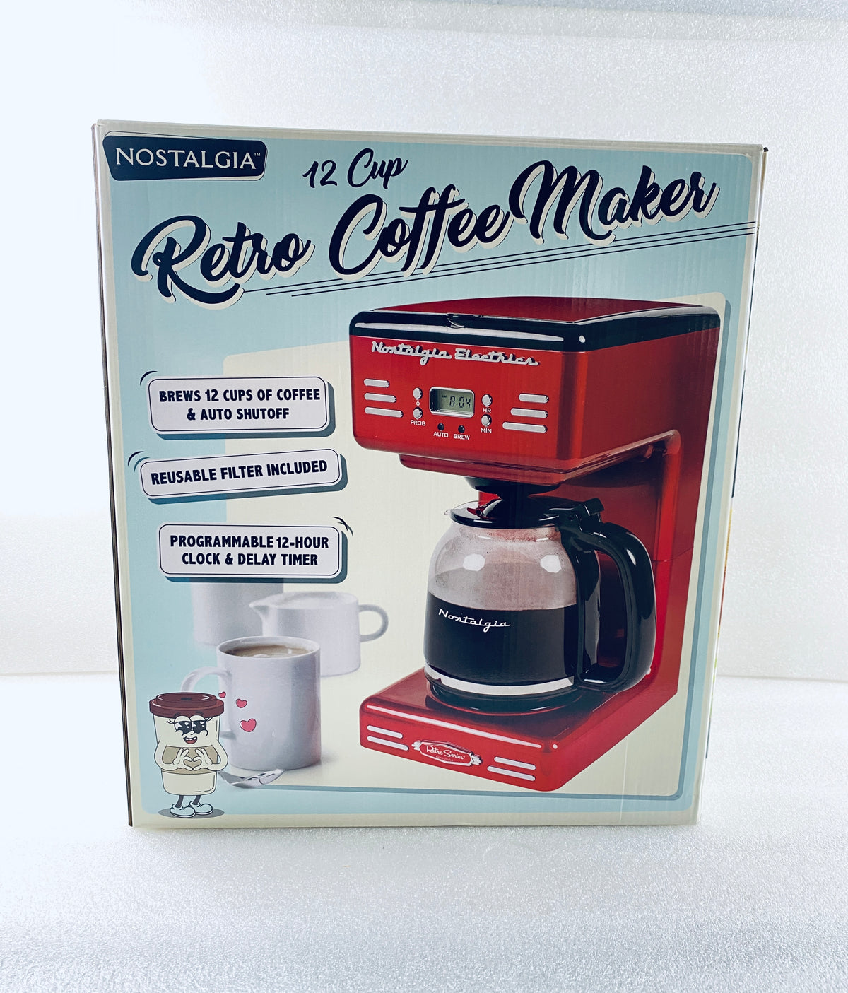 New Open Box Nostalgia Retro 12-Cup Programmable Coffee Maker With LED Display