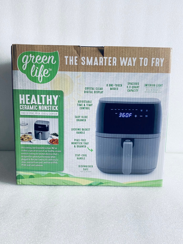 New Other GreenLife 5.3 QT Electric Air Fryer Oven With Touch Display, Graphite