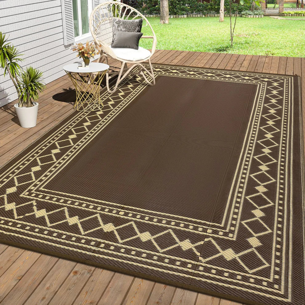 New Other Garvee 9’ x 18’ Outdoor Foldable Reversible Plastic Straw Rug, Brown