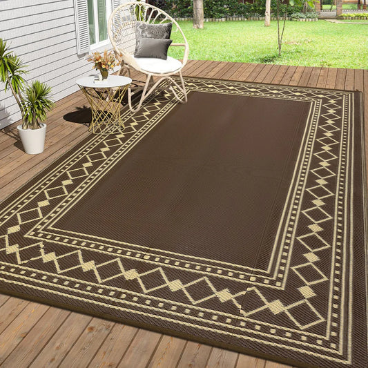 New Other Garvee 9’ x 18’ Outdoor Foldable Reversible Plastic Straw Rug, Brown