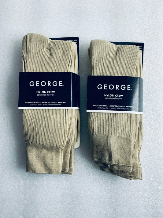 lot Of 2 New – George Nylon Crew Socks, Shoe Size 6-12, 6 Pairs Total