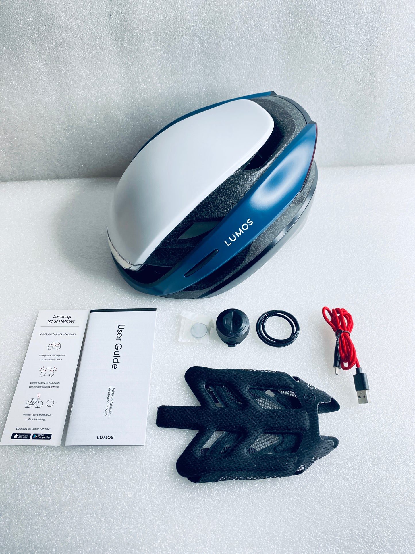 New Other Lumos Ultra Size M/L Bluetooth Deep Blue Mix Smart Helmet With Remote