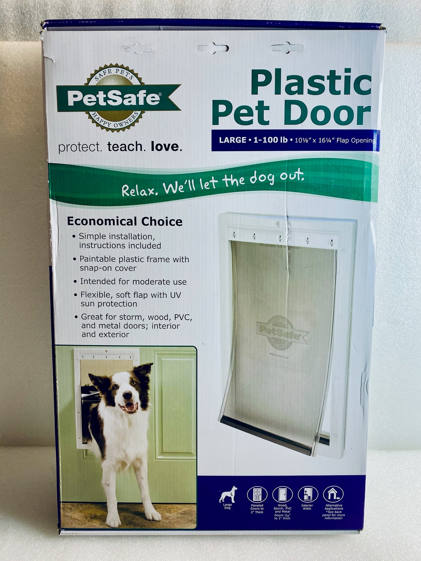 New PetSafe White Plastic Large Dog/Cat Door With 16 1/4" x 10 1/4" Door Flap