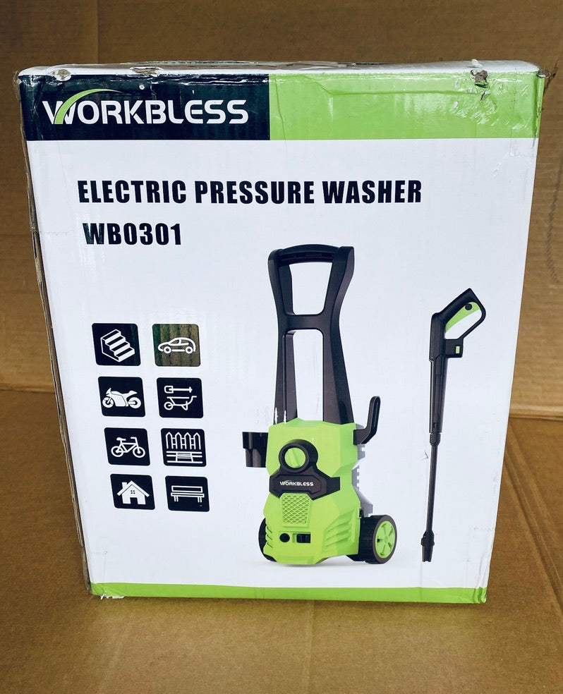 WorkBless 1200 PSI Electric Power Pressure Washer With Angle-Adjustment Nozzle, Green