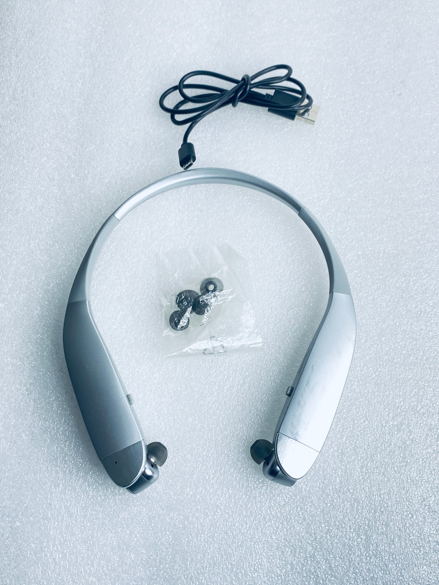 Lot Of 2 - Insignia Silver Bluetooth Noise-Canceling Wireless In-Ear Headsets