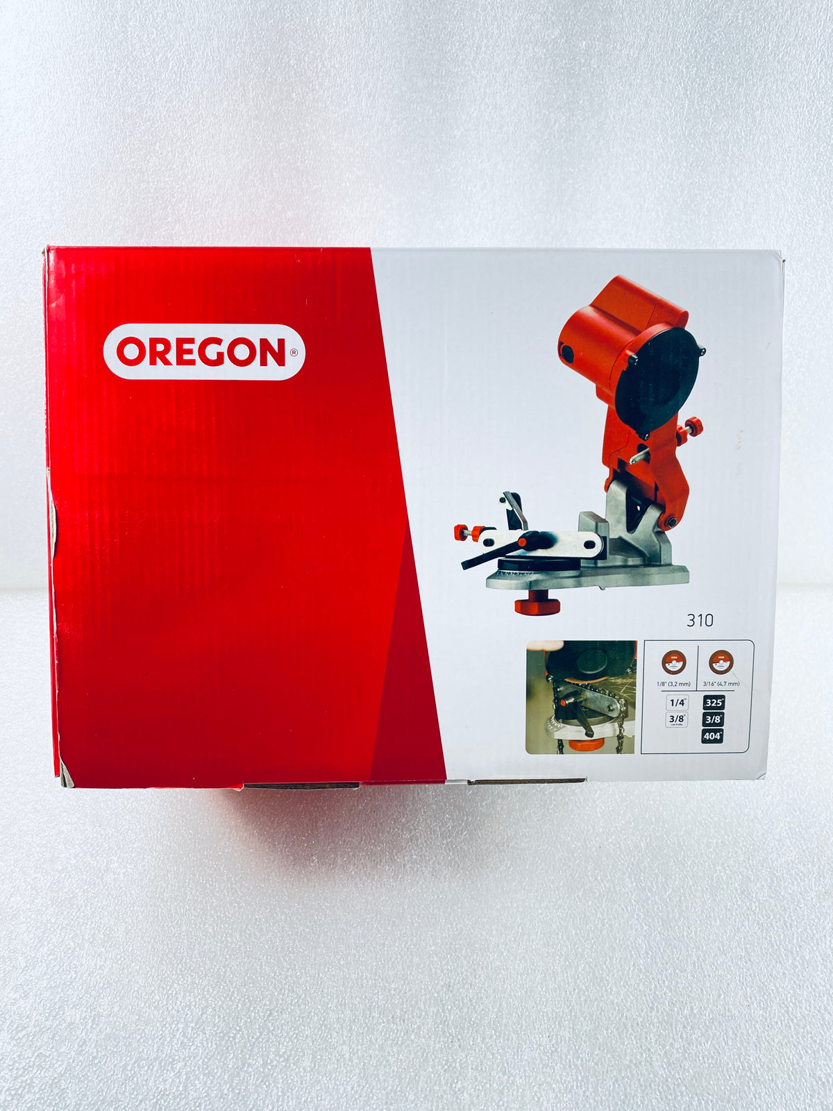 Oregon Compact 120V Bench Grinder, Universal Saw Chain Sharpener, Red