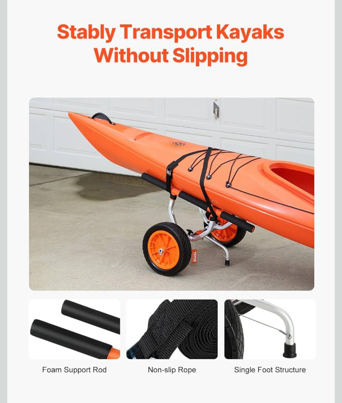 New Other VEVOR Heavy Duty 450lb Load Capacity Kayak Cart With 12'' Solid Tires