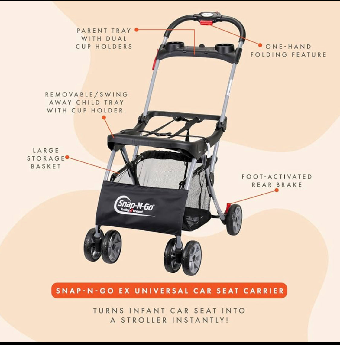 New Other Baby Trend Light Foldable Universal Single Infant Car Seat Carrier