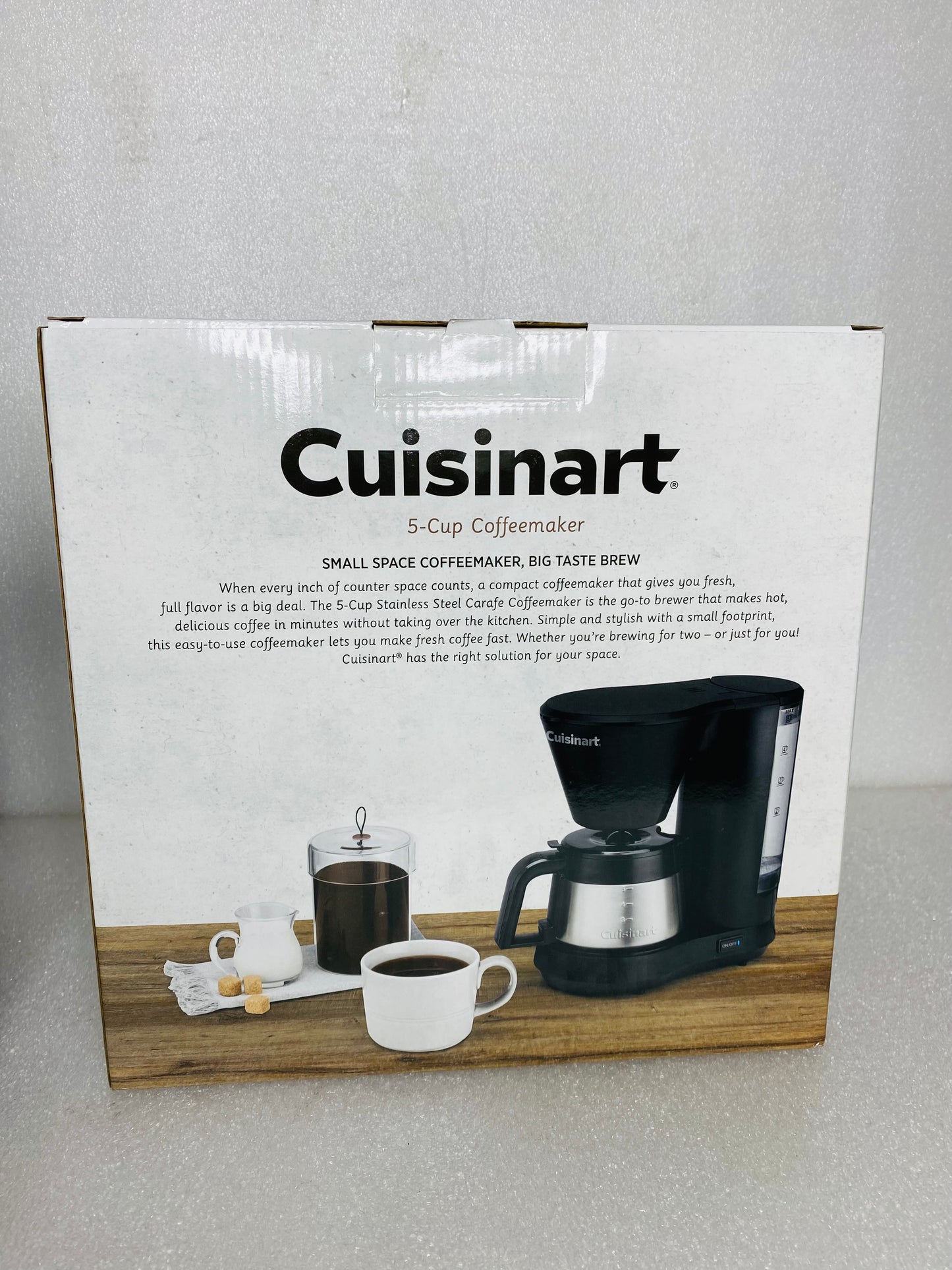 New Open Box Cuisinart 5-Cup Coffee Maker With Stainless Steel Carafe, Black