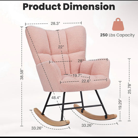 New Other DUMOS Rocking Chair Nursery Teddy Upholstered Gliders Rocker Armchair