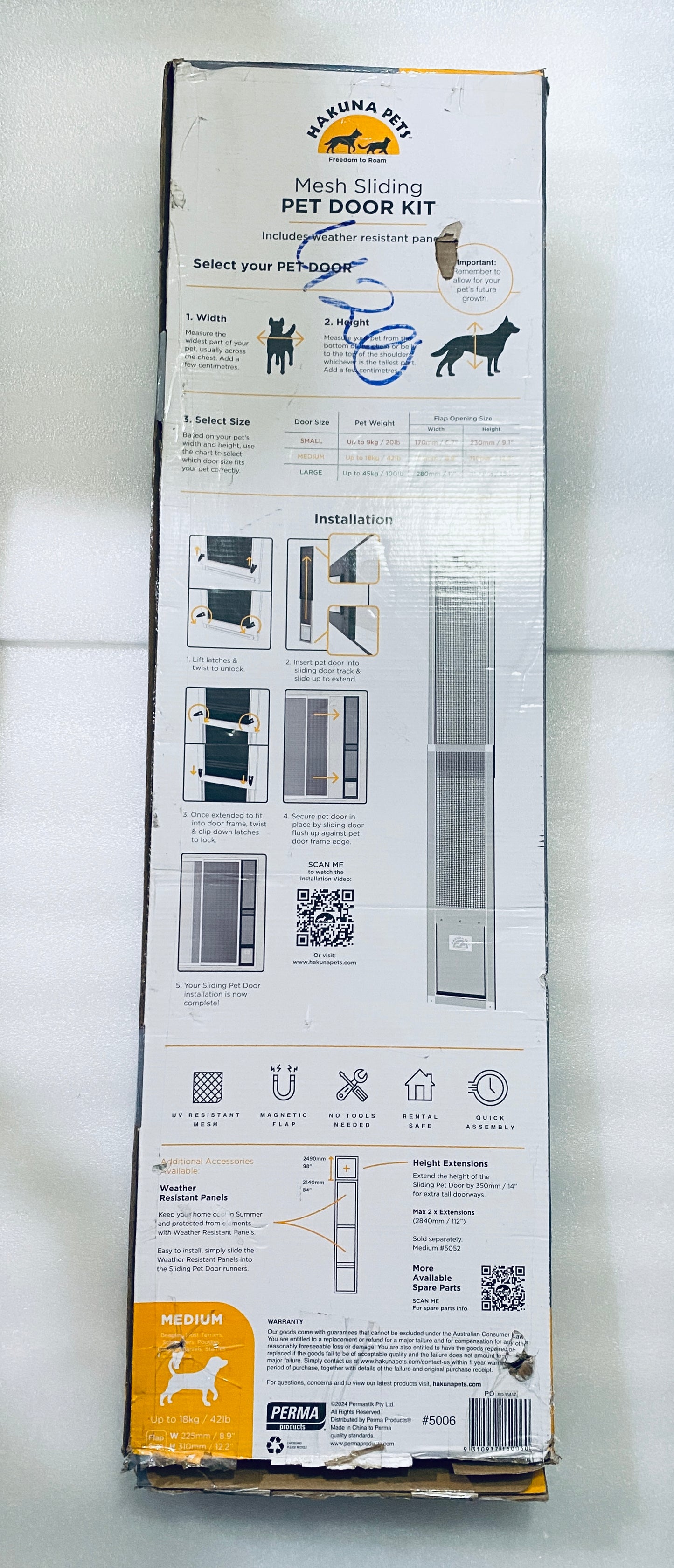 New Other Hakuna Mesh Sliding Patio Pet Door (V2)+Clear Weather Resistant Panel