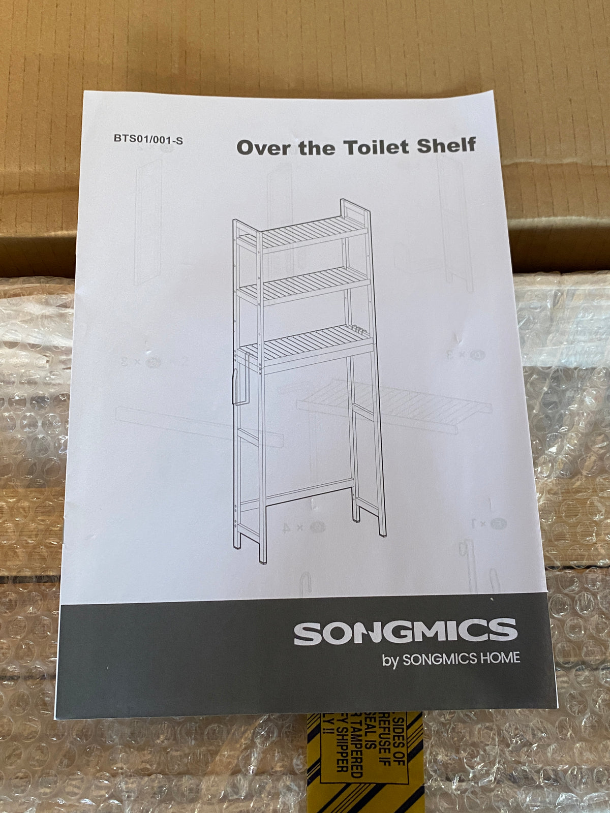 New Open Box SONGMICS 66.9''H 3-Tier Adjustable Bamboo Over The Toilet Storage
