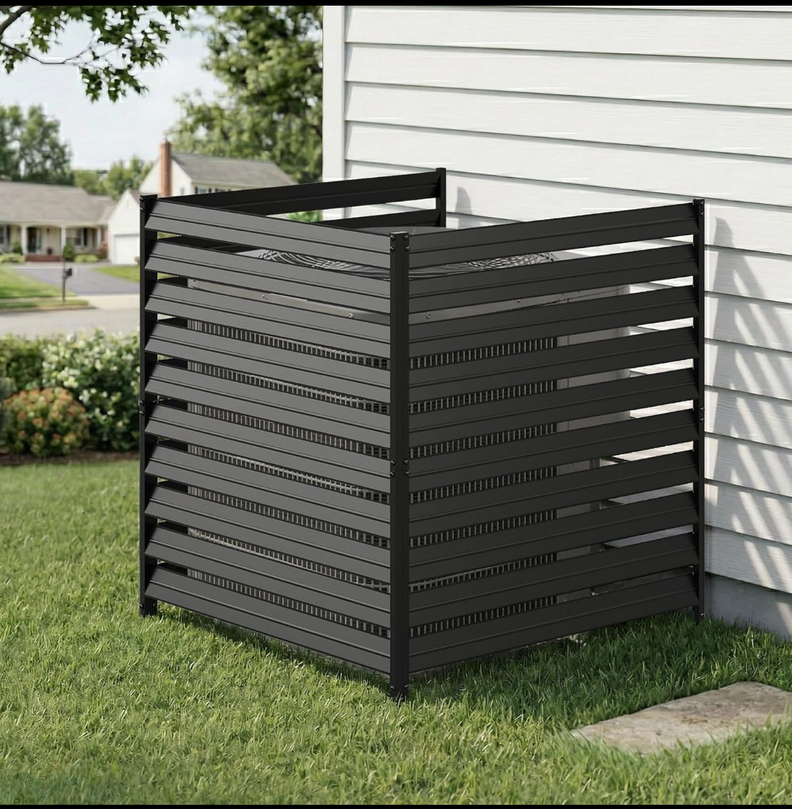 New Other SMARTSTANDARD 3 Panel 38" W x 40" H Metal Air Conditioner Fence, Black