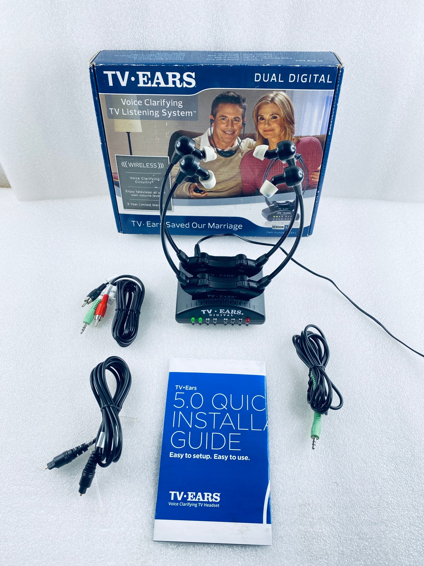 TV EARS 5.0 Dual Digital Wireless Headset System & RF Transmitter, Black
