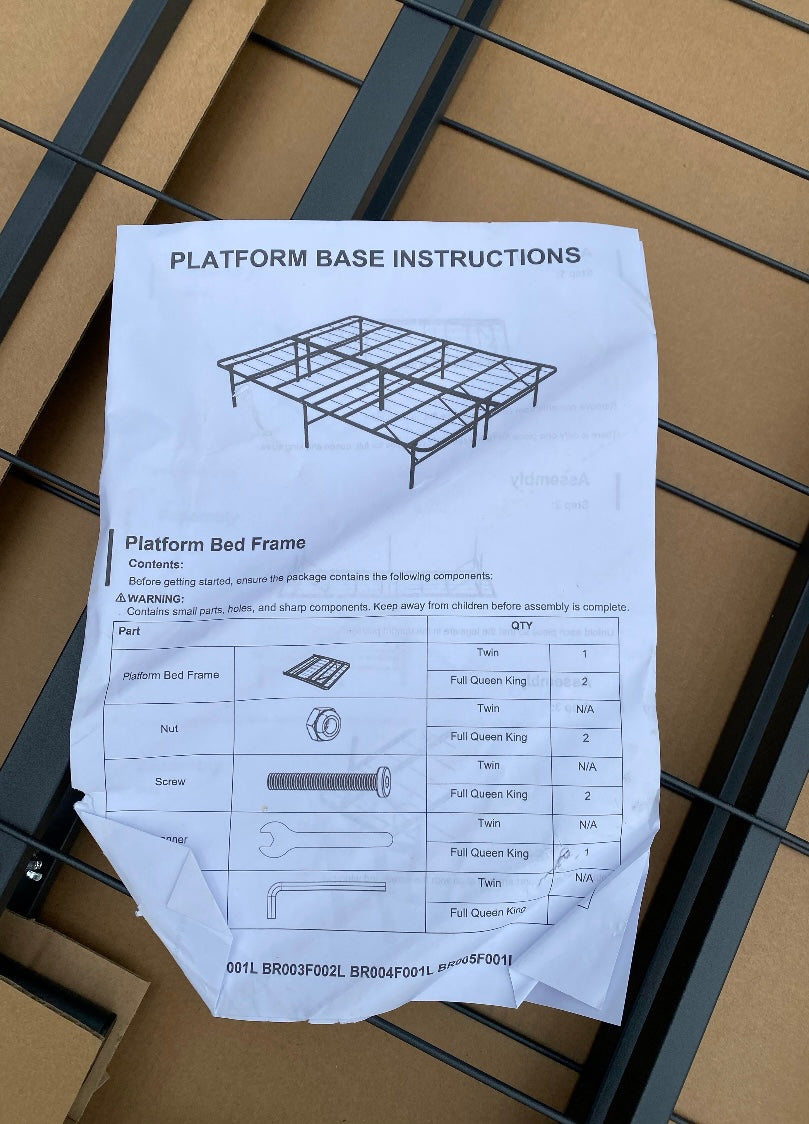 New Other Amazon Basics 14” Queen Size High Foldable Metal Platform Bed, Black