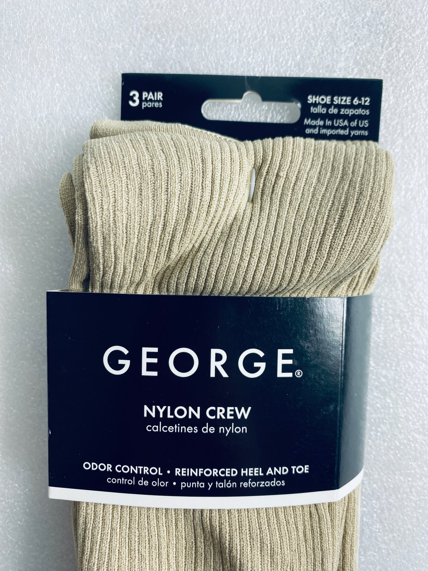 lot Of 2 New – George Nylon Crew Socks, Shoe Size 6-12, 6 Pairs Total