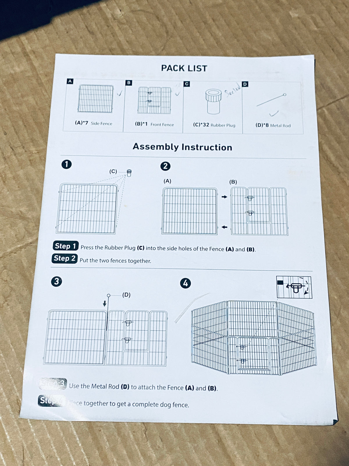 New Other Yaheetech 40" 8 Panel In/Outdoor Portable Dog Playpen, Black