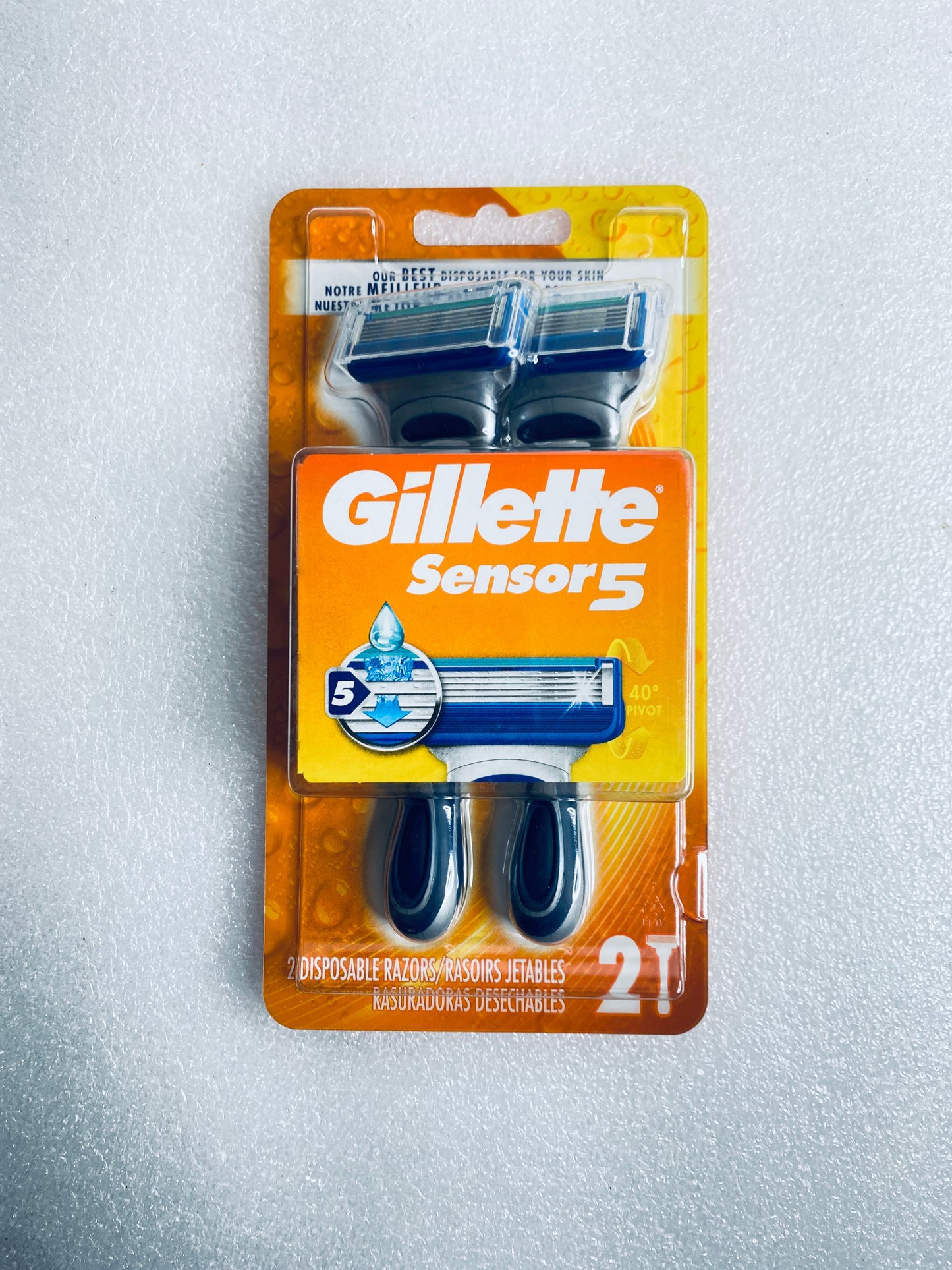 Set Of 4 - New Gillette Sensor Men's 5 Blade Disposable Razors, 4 Count Total