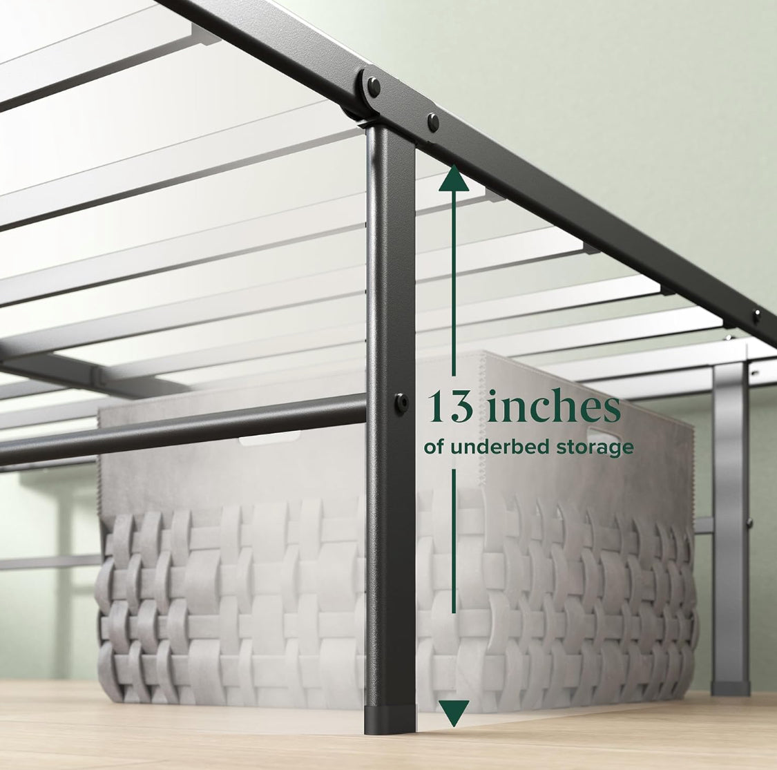New Open Box Zinus 14 Inch Black Rumi Quick Assembly Metal Bed Frame, King