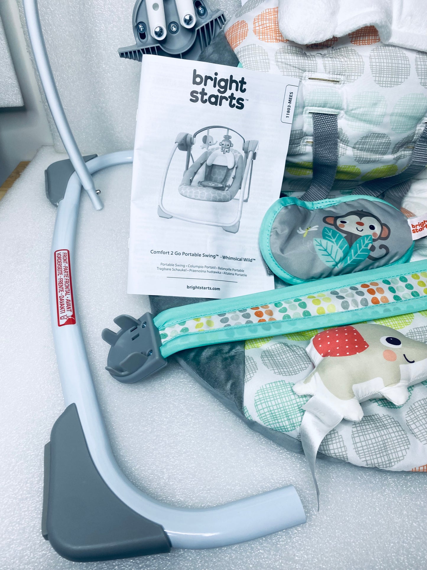 Bright Starts Automatic 6-Speed Portable Baby Swing, Whimsical Wild