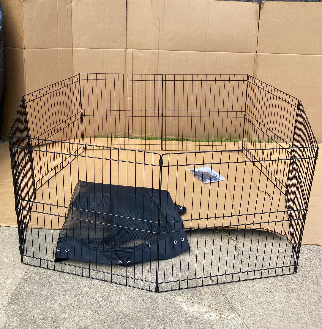 New Other VEVOR 8Pc 30"Hx24"W Foldable Dog Playpen With Fabric Top Cover, Black