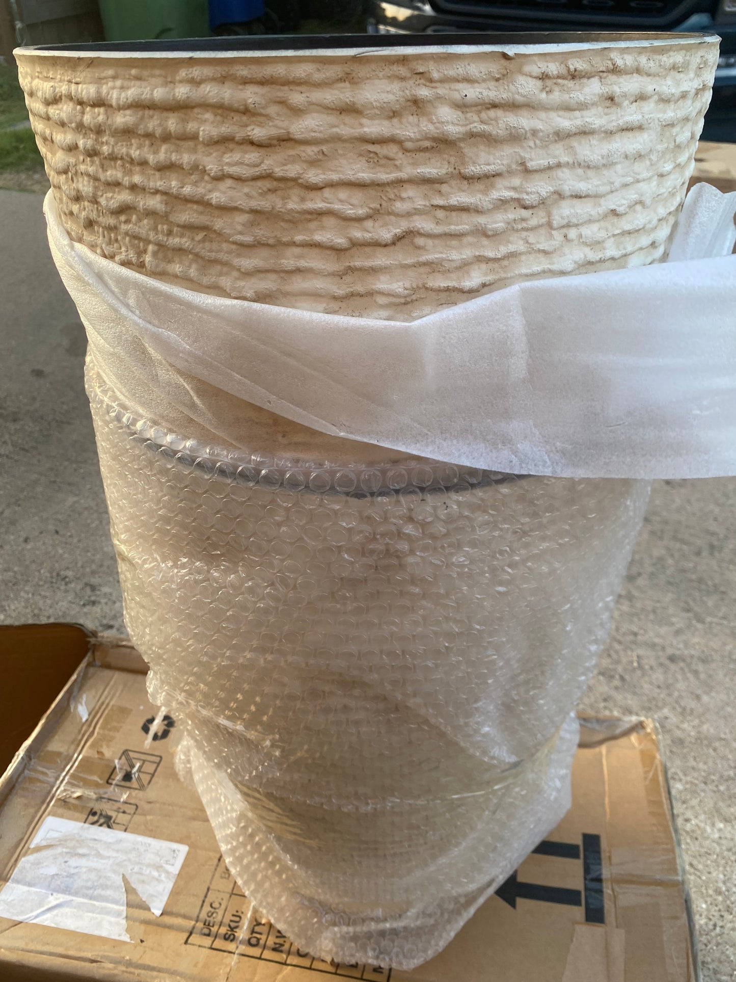 Set of 2 - New Worth 9 Gallon Tall Round Planters 14" Dia x 21" H, Beige