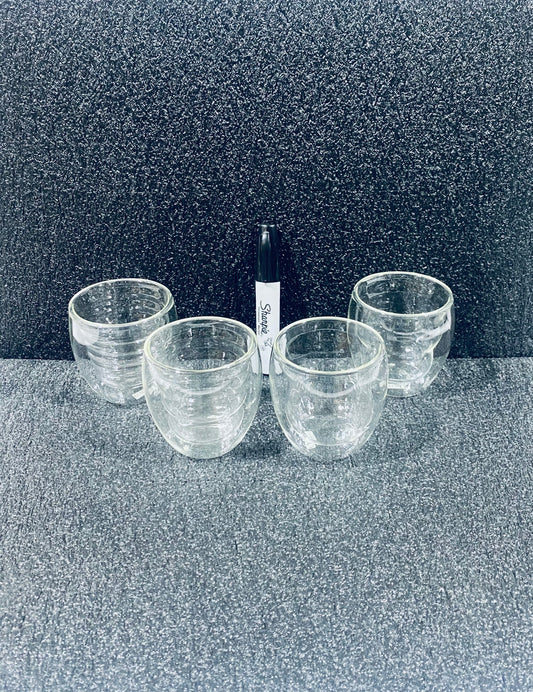 #153 - Lot Of 4 - Ozeri Tumbler Double Wall Thermal I Glass 8 oz Coffee/Tea/Bar Glass - (IN CONDITION AS SHOWN)