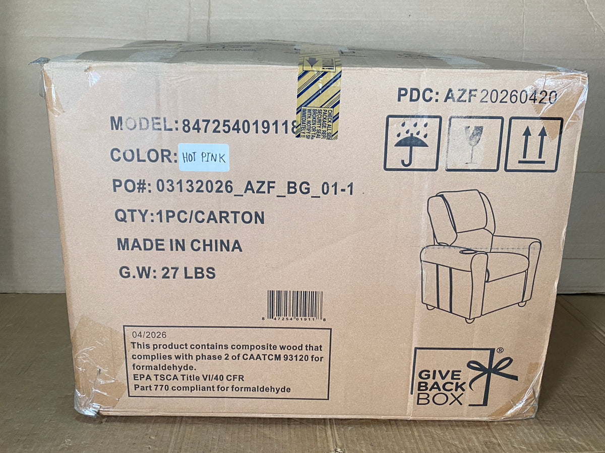 New Open Box Flash Furniture 27in. Hot Pink Vinyl Upholstered Kids Accent Chair