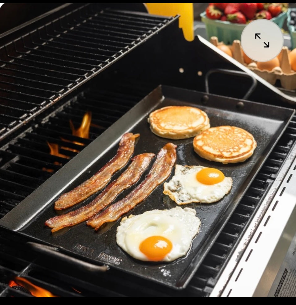 New Other Lodge Cast Iron 18” x 10” Seasoned Carbon Griddle, Black