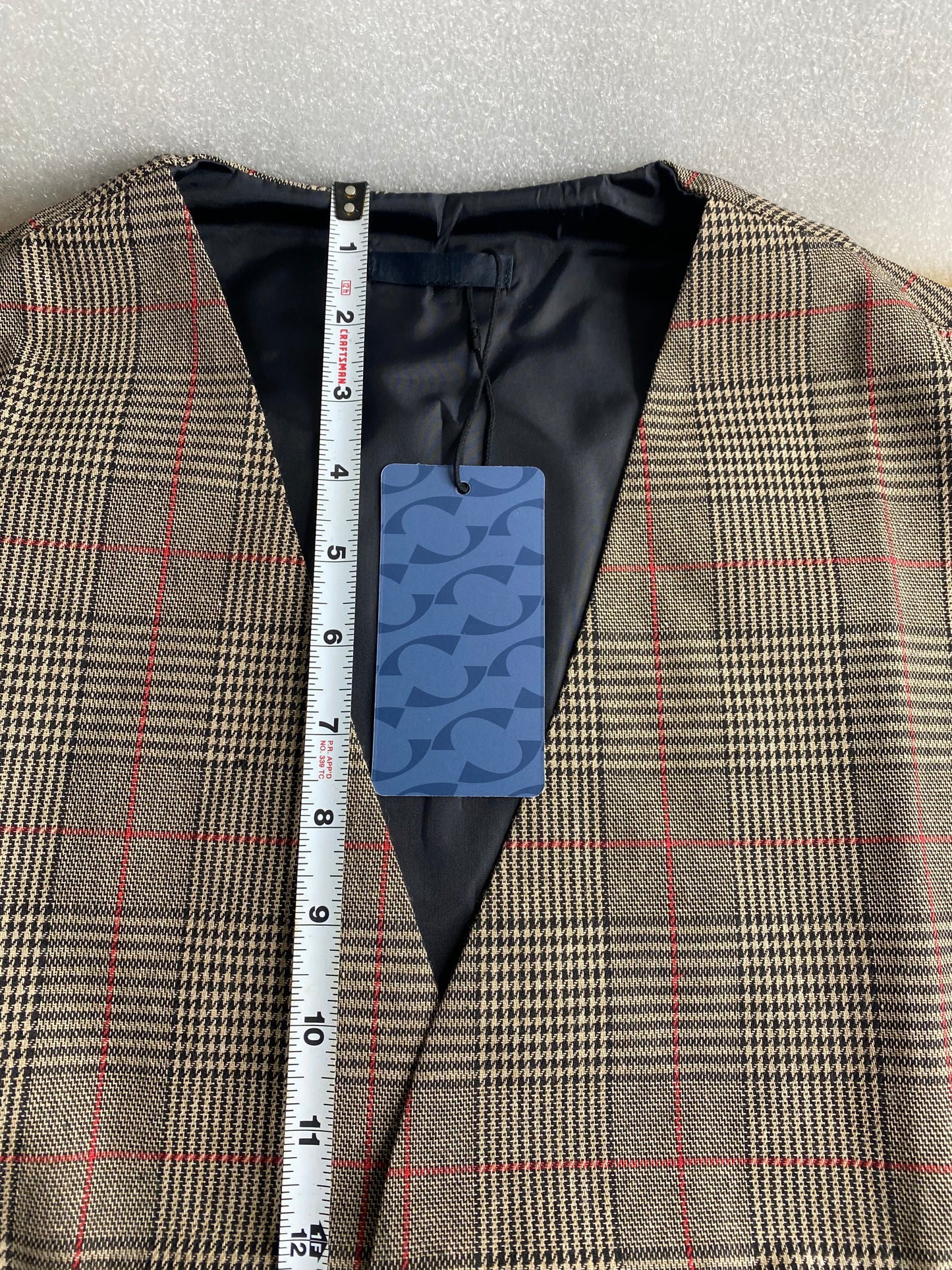 New Cloudstyle Men's Vintage Suit Vest Plaid Tweed Casual Waistcoat Marron 2XL