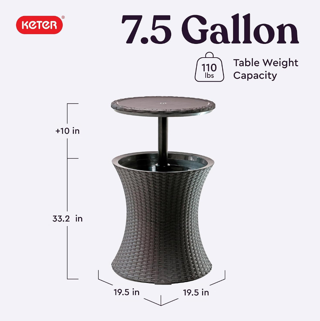 New Other Keter Pacific Cool Bar Outdoor Side Table W/ 7.5 Gallon Cooler, Brown