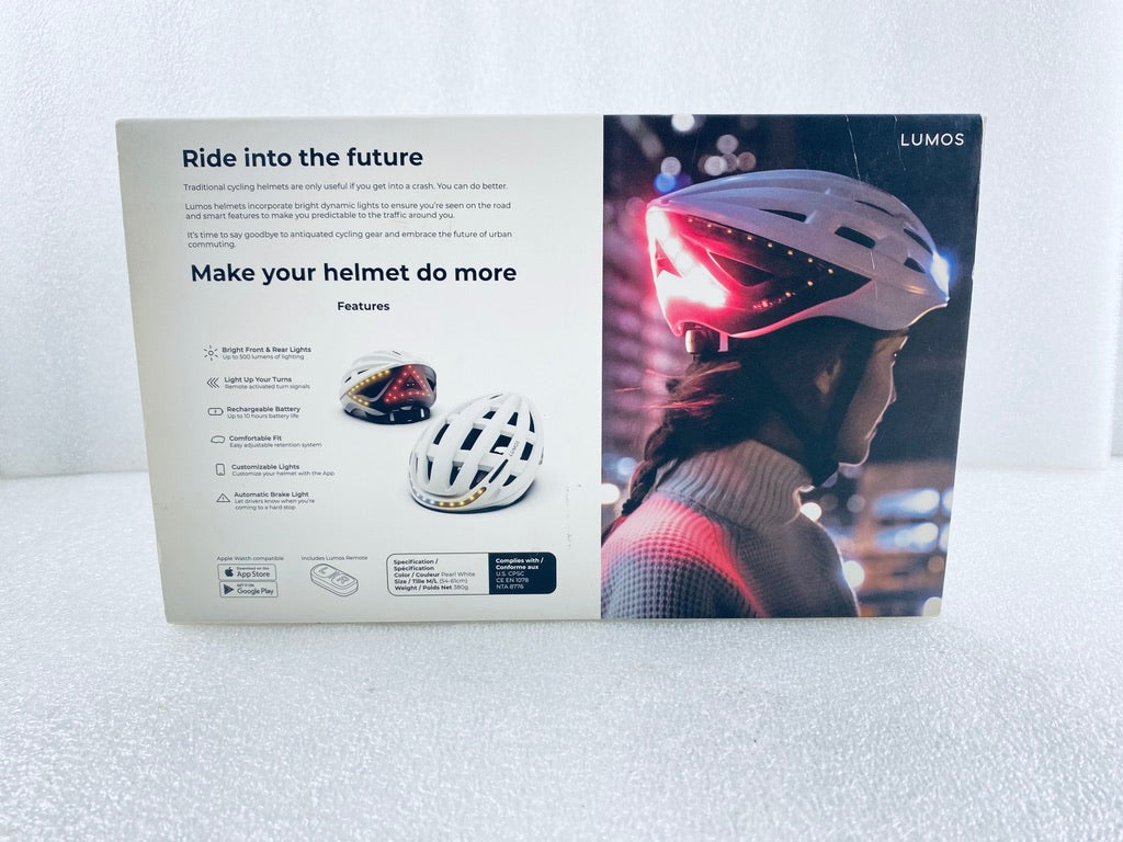 New Other Lumos Kickstart II M/L Bluetooth White Smart Bike Helmet With Remote