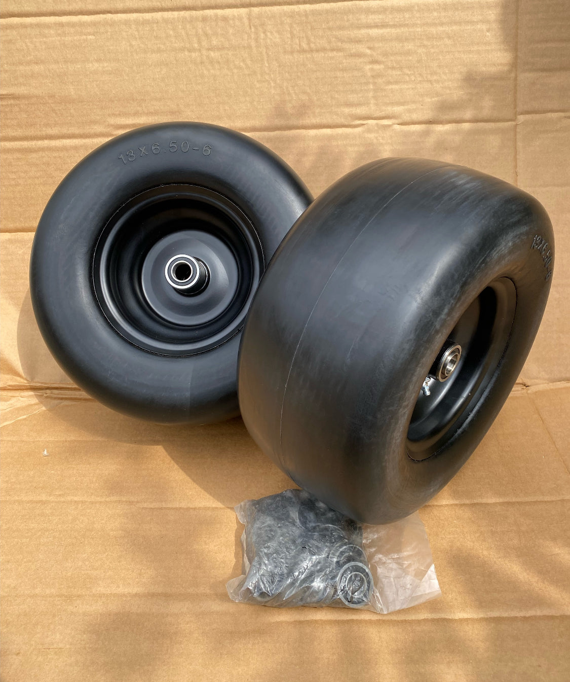 New Other 13x6.50-6 Flat Free Zero Turn Front Lawn Mower Tires & Wheels, Black