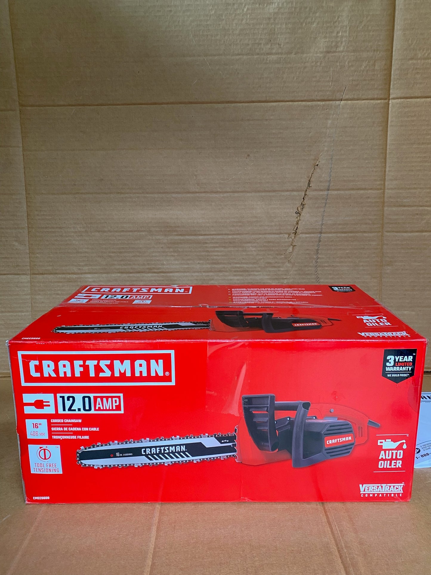 CRAFTSMAN 16" 12 Amp Electric Corded Chainsaw, Red/Black